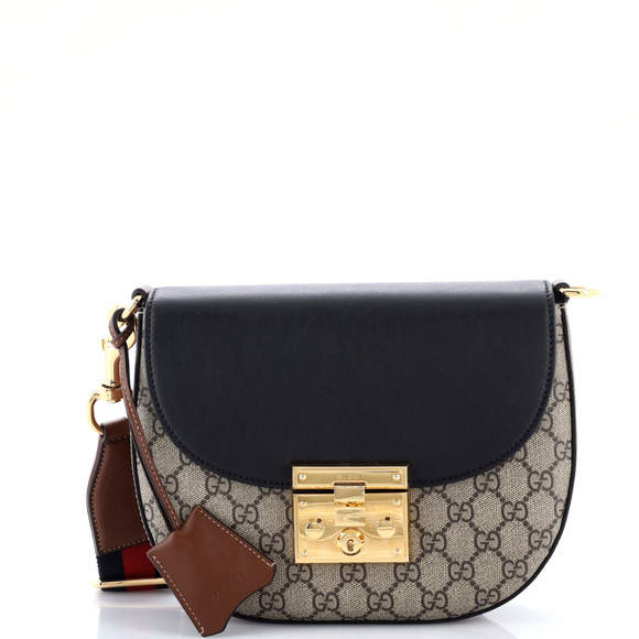 Gucci Medium Padlock Saddle Shoulder Bag GG Coated Canvas and Leather - Picture 1 of 5